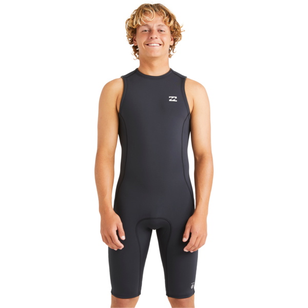 2026 Billabong Mens Absolute Natural 2/2mm Back Zip Short John Wetsuit ABYW600110 - Black